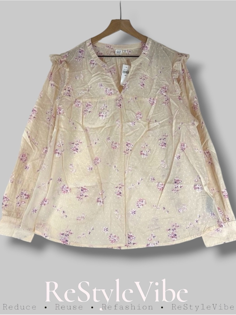 GAP Women’s Size XXL Top Shirt Blouse Cotton Long Sleeve Ruffles Floral NWT NEW
